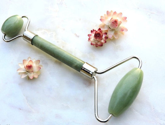 Natural Jade Face Massager Gua Sha Stone Face with Board Acupoint Massager Tool